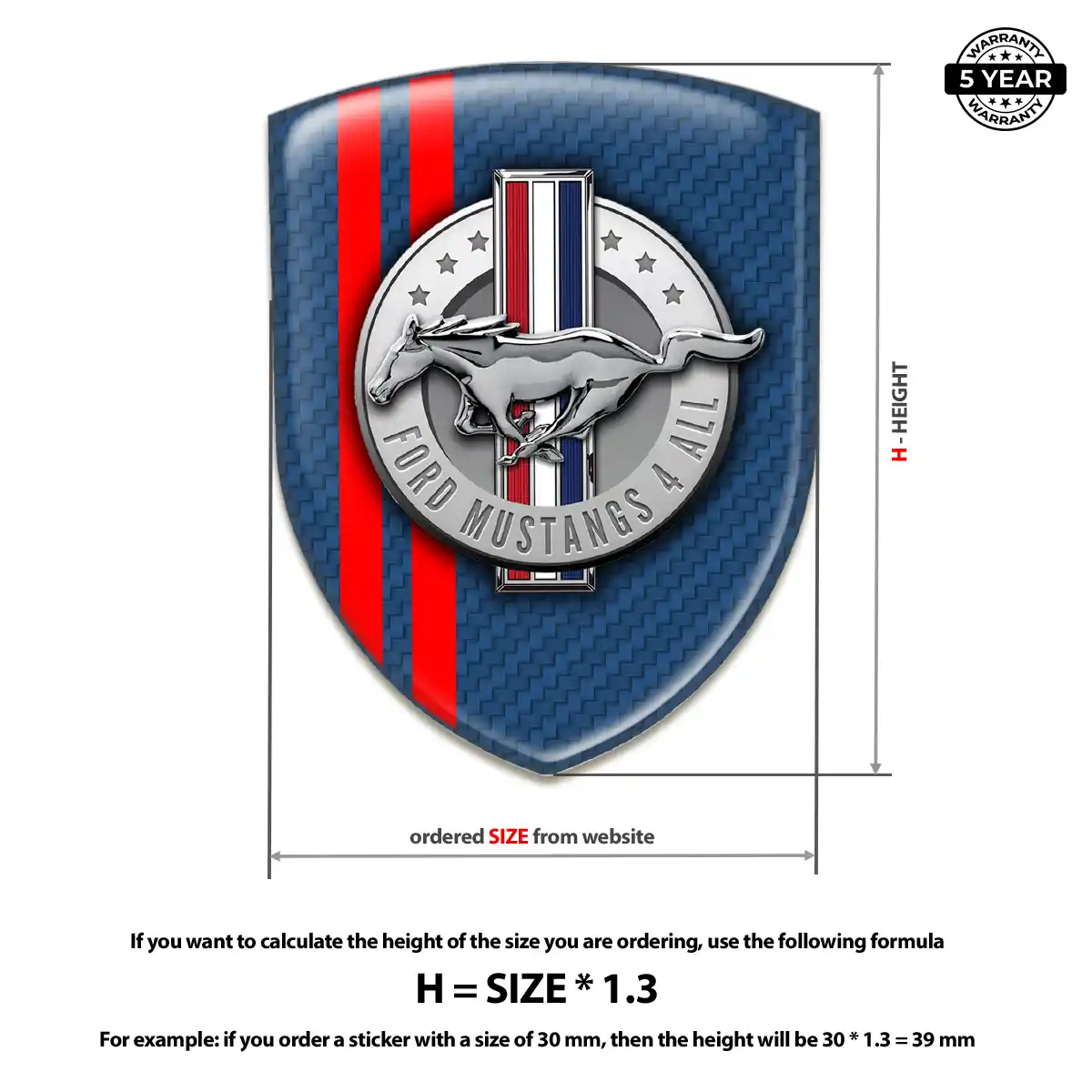 Ford Mustang Silicone Sticker Refined Design