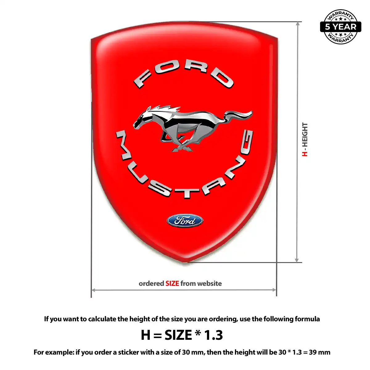 Ford Mustang Vehicle Logo Sticker Refined Design