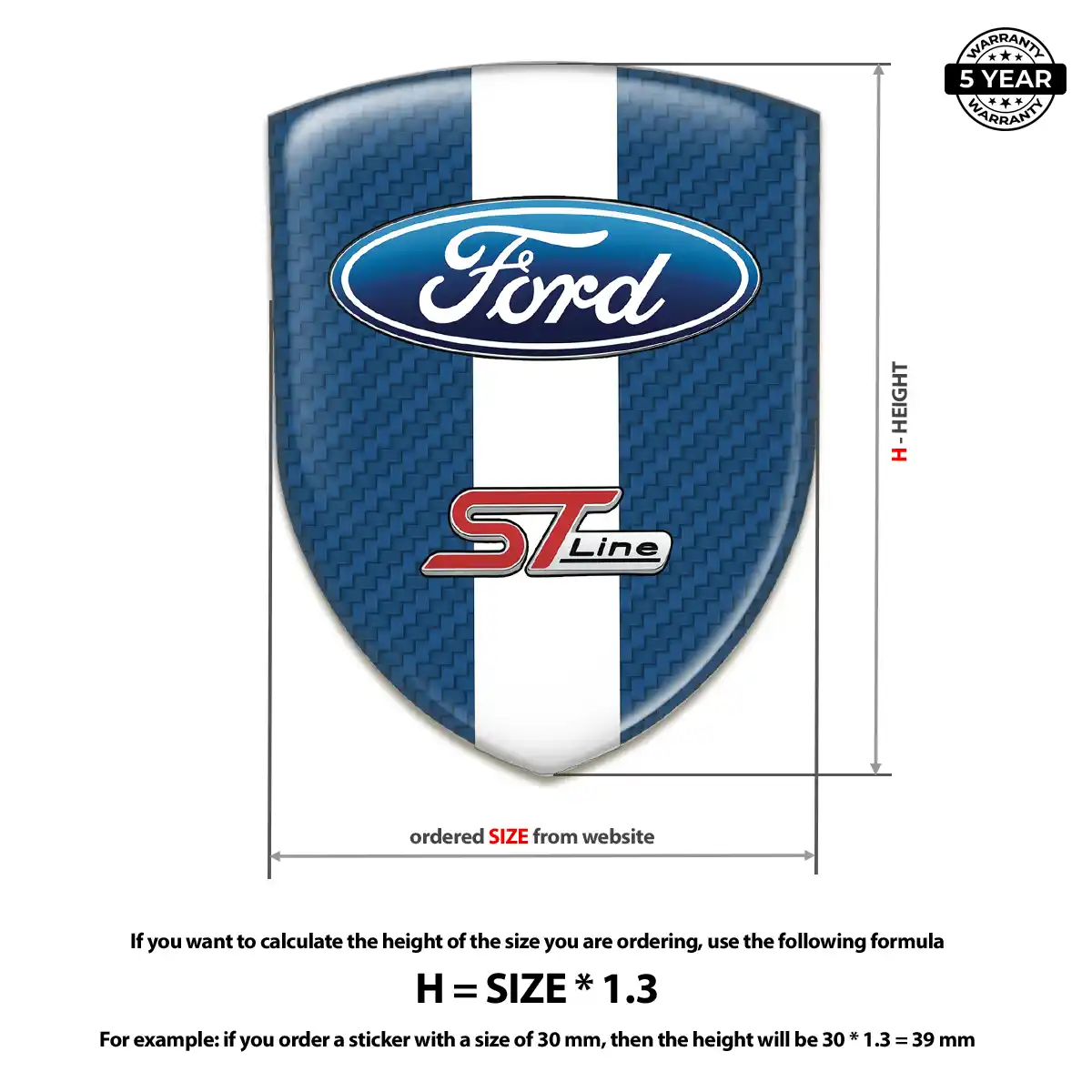 Ford Polyurethane Domed Sticker Refined Design