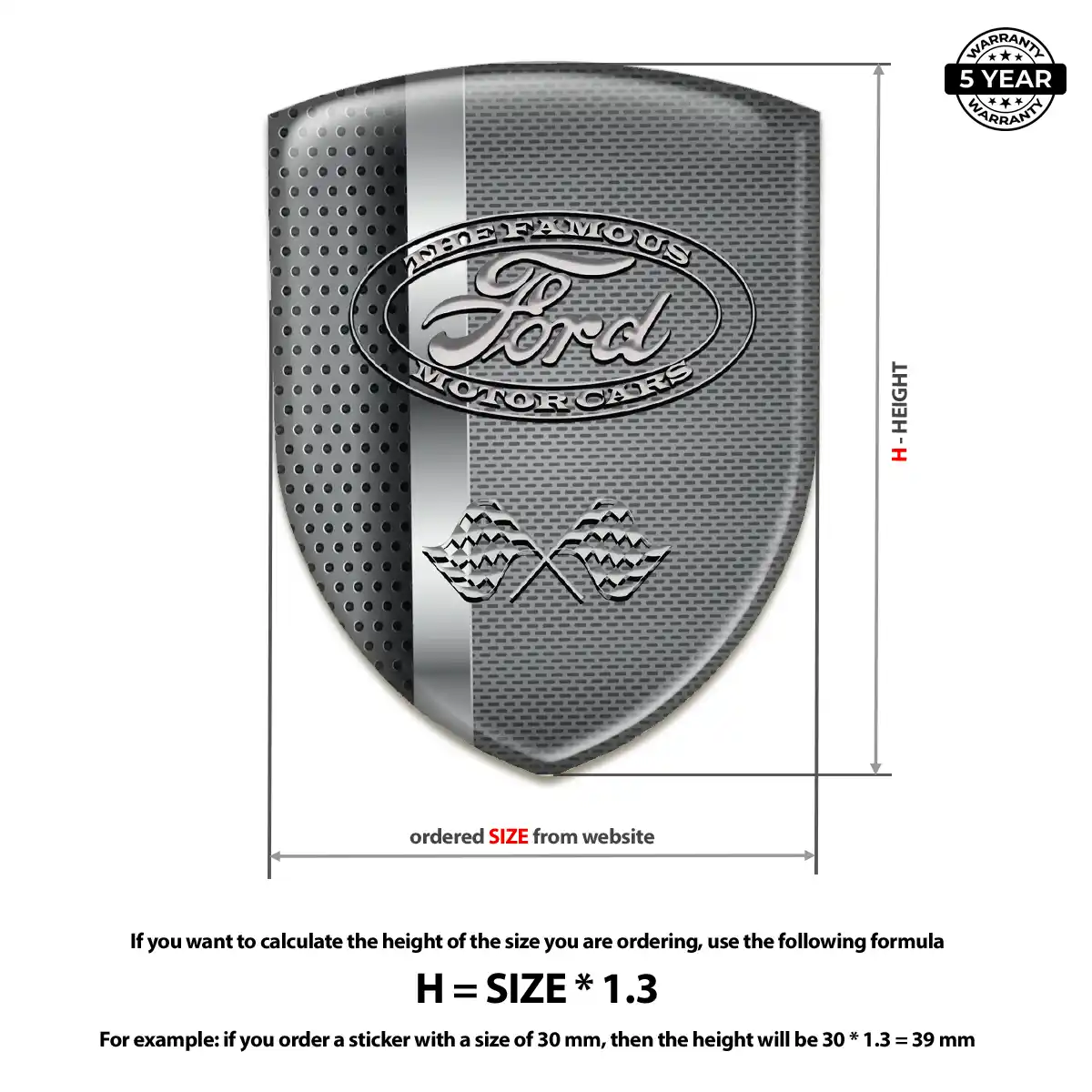 Ford Polyurethane Domed Sticker Sleek Style