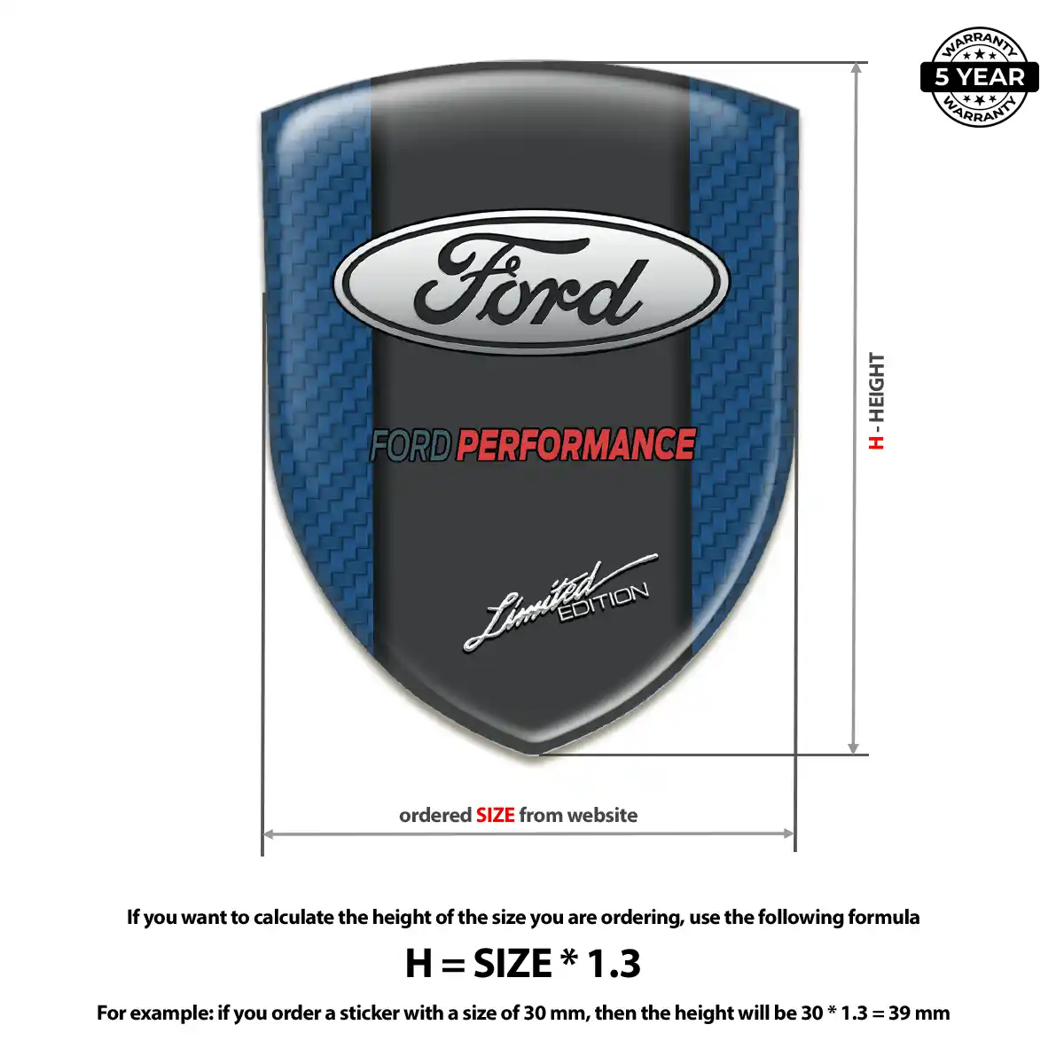 Ford Resin Badge Sticker Refined Design