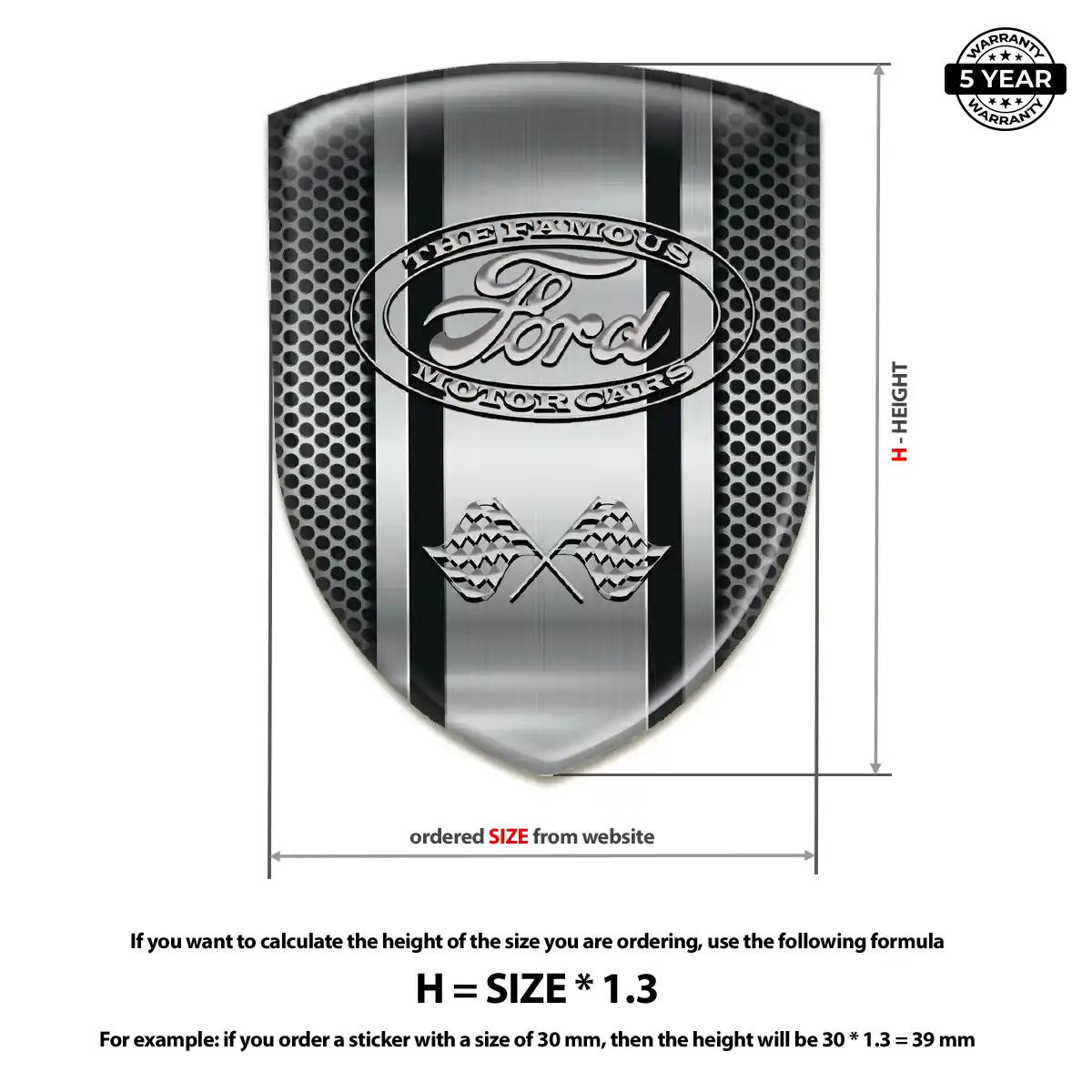 Ford Resin Domed Sticker Sleek Style