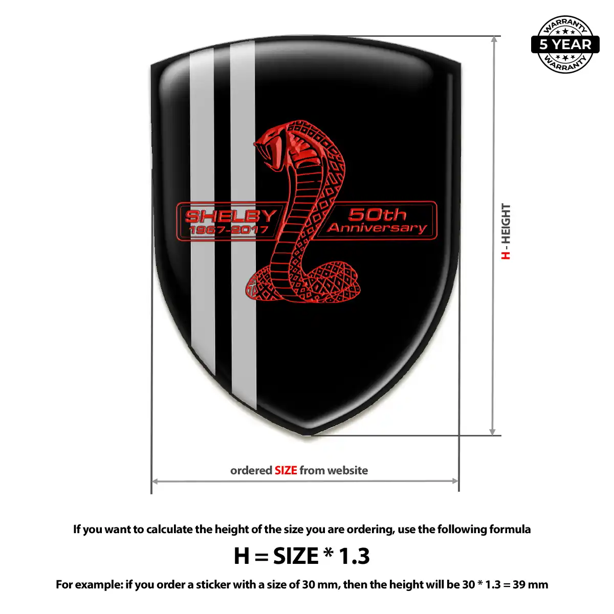 Ford Shelby 3D Gel Sticker Refined Design