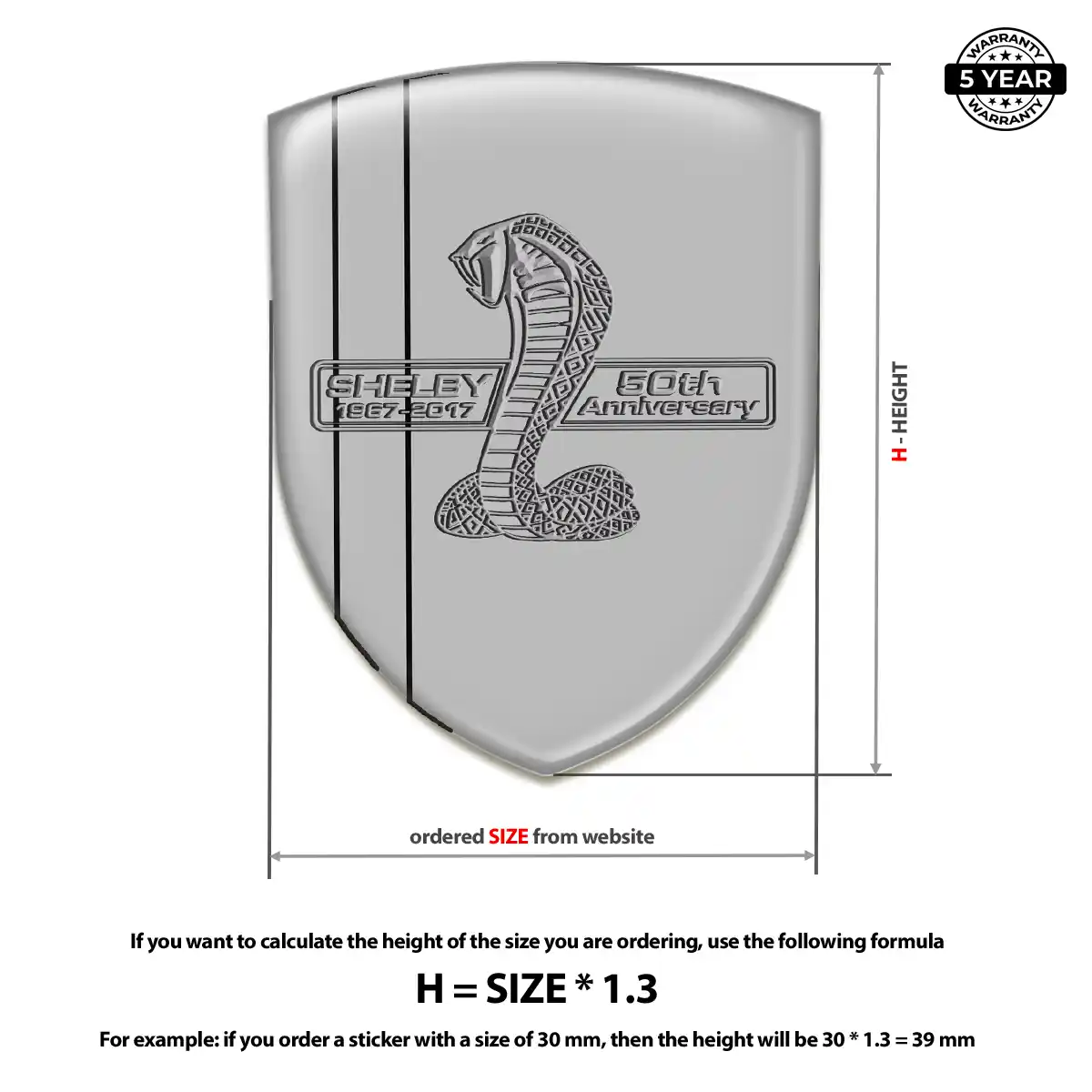 Ford Shelby 3D Resin Sticker Refined Design