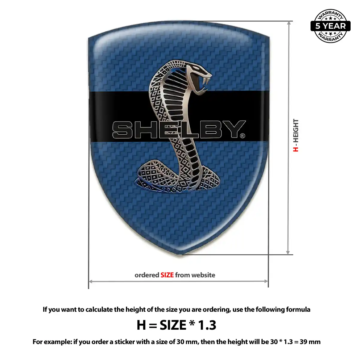 Ford Shelby Domed Car Sticker Refined Design