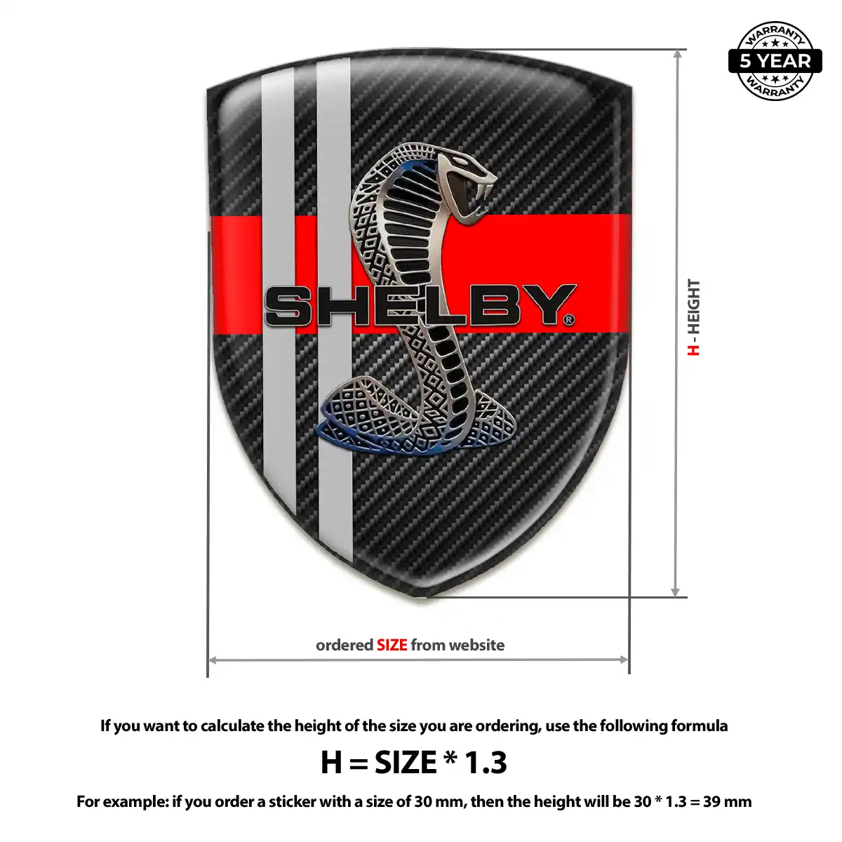 Ford Shelby Epoxy Domed Sticker Refined Design