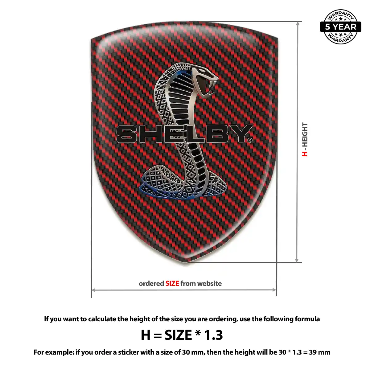 Ford Shelby Polyurethane Domed Sticker Refined Design