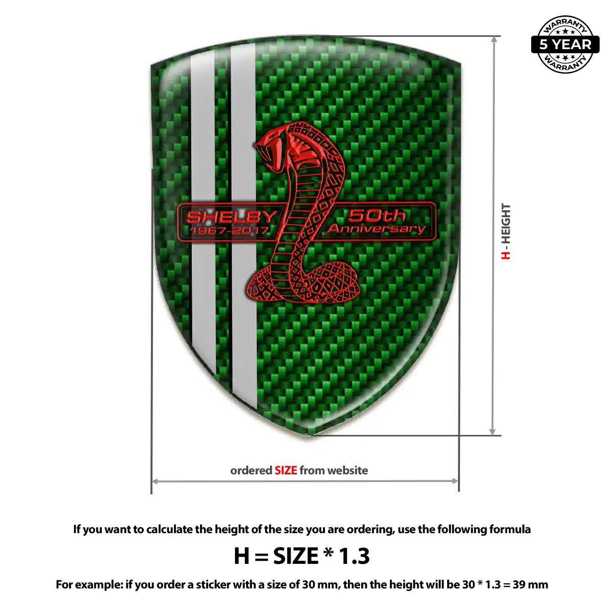 Ford Shelby Polyurethane Domed Sticker Sleek Style