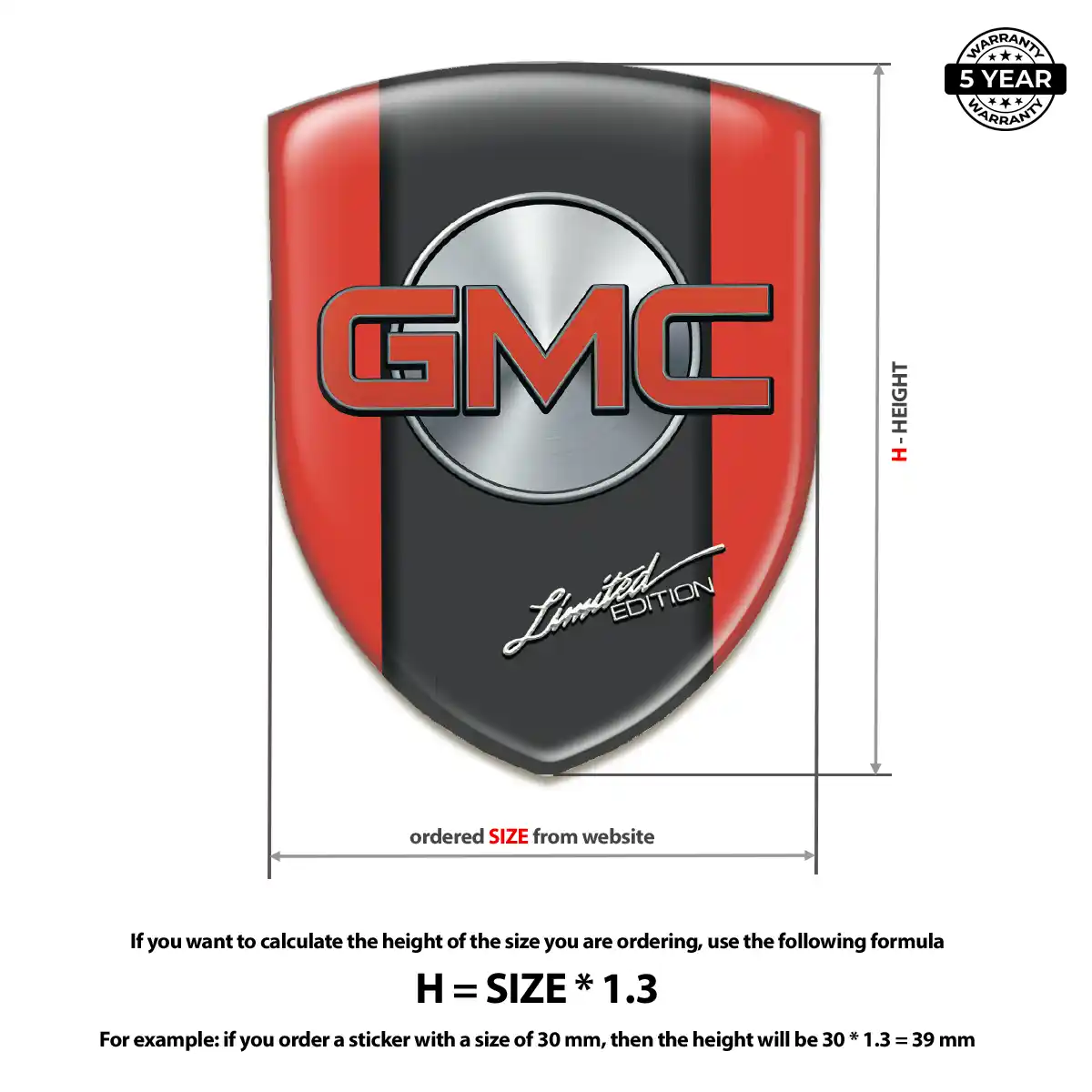 GMC 3D Domed Sticker Refined Design