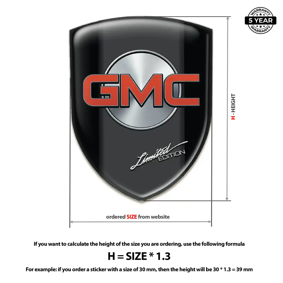 GMC 3D Domed Sticker Sleek Style