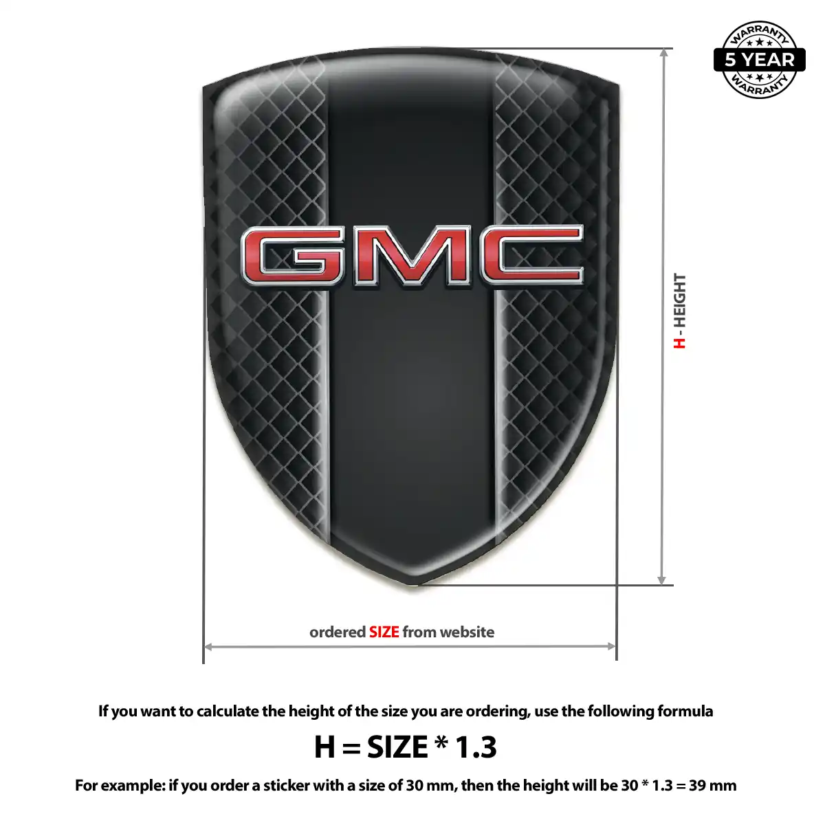 GMC 3D Resin Sticker Premium Dome