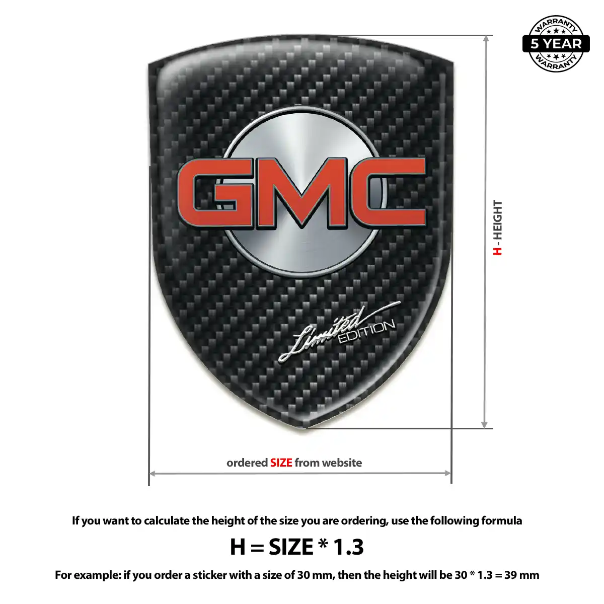 GMC Automotive Emblem Sticker Elite Finish