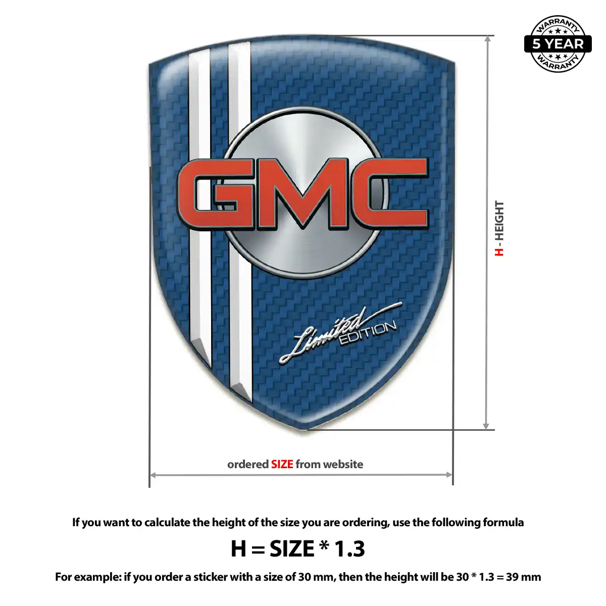 GMC Car Emblem Decal Elite Finish