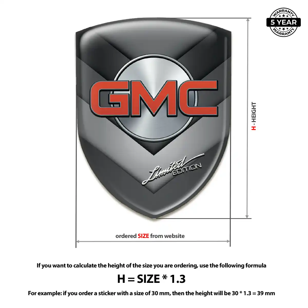 GMC Car Emblem Decal Premium Dome