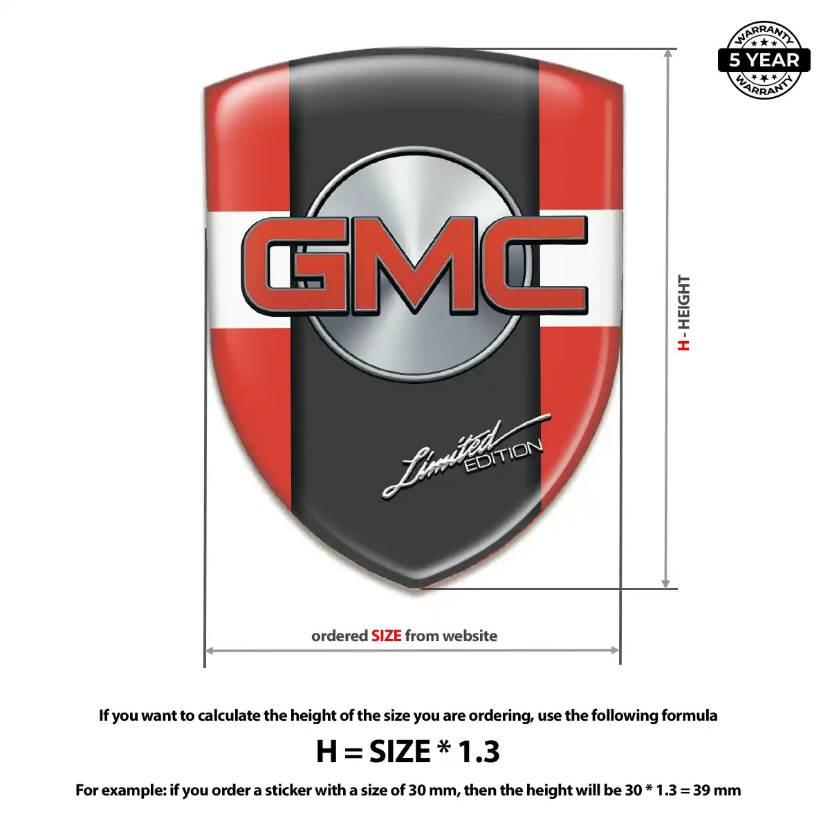 GMC Car Emblem Sticker Resin Luxe