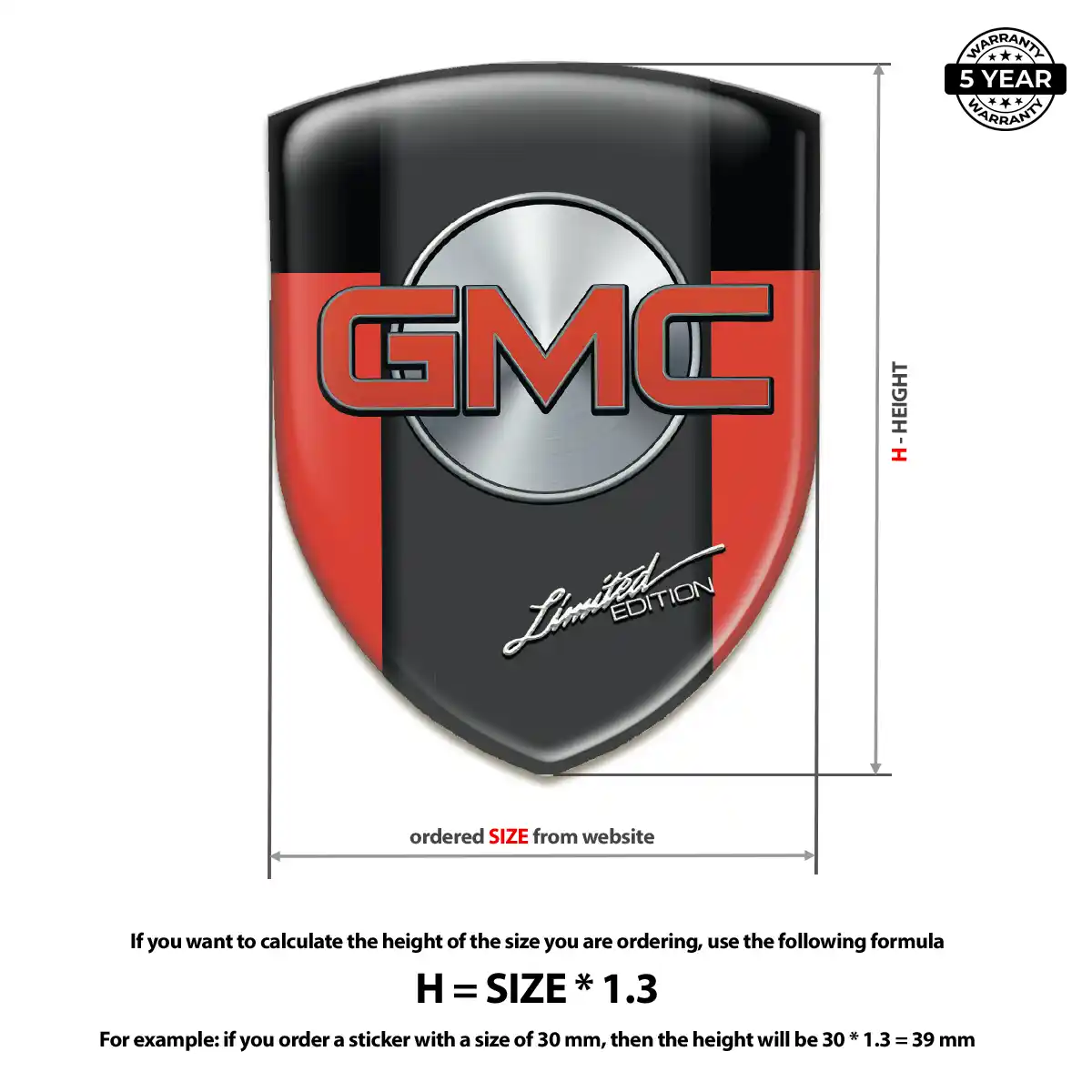 GMC Domed Car Sticker Deluxe Edition