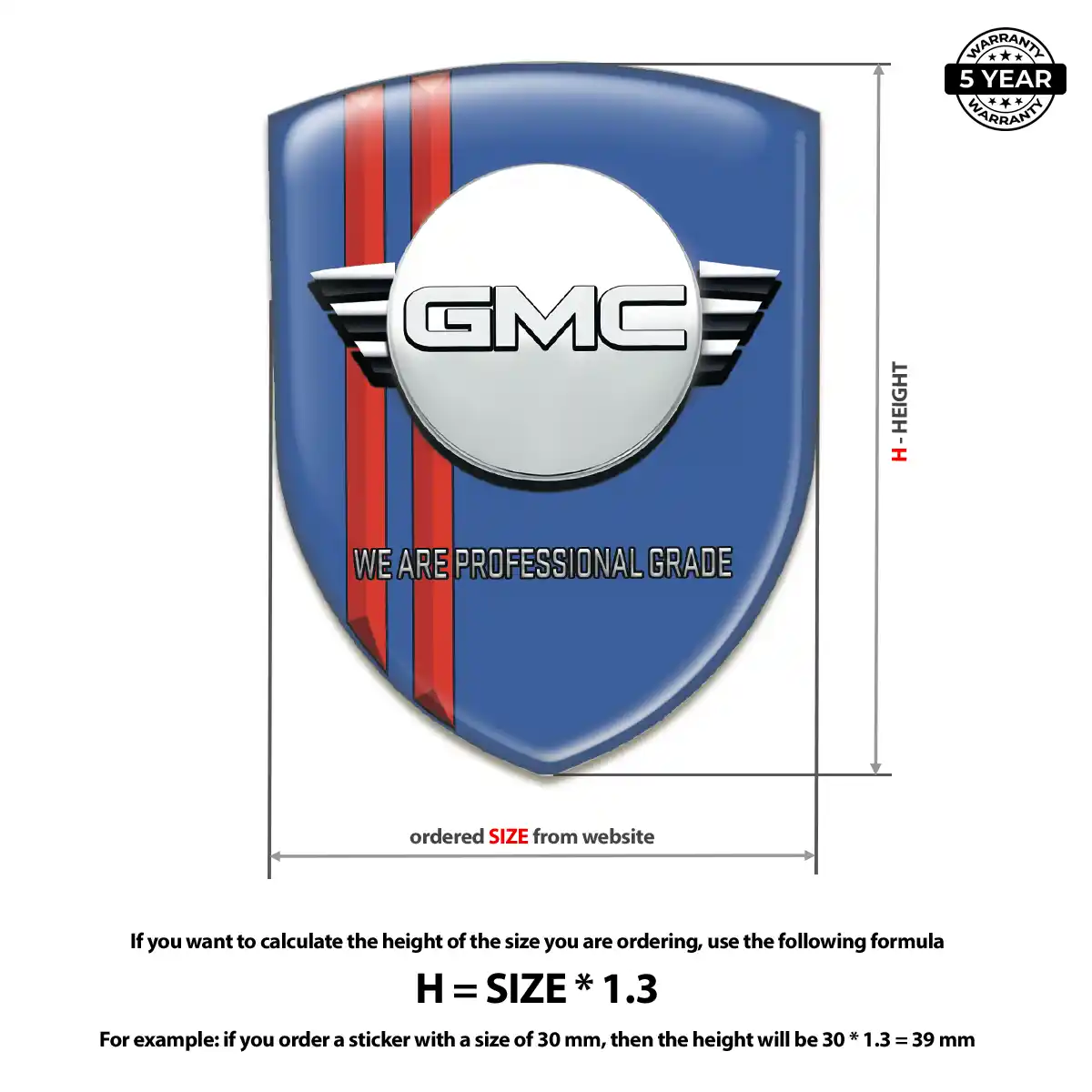 GMC Domed Car Sticker Elite Finish