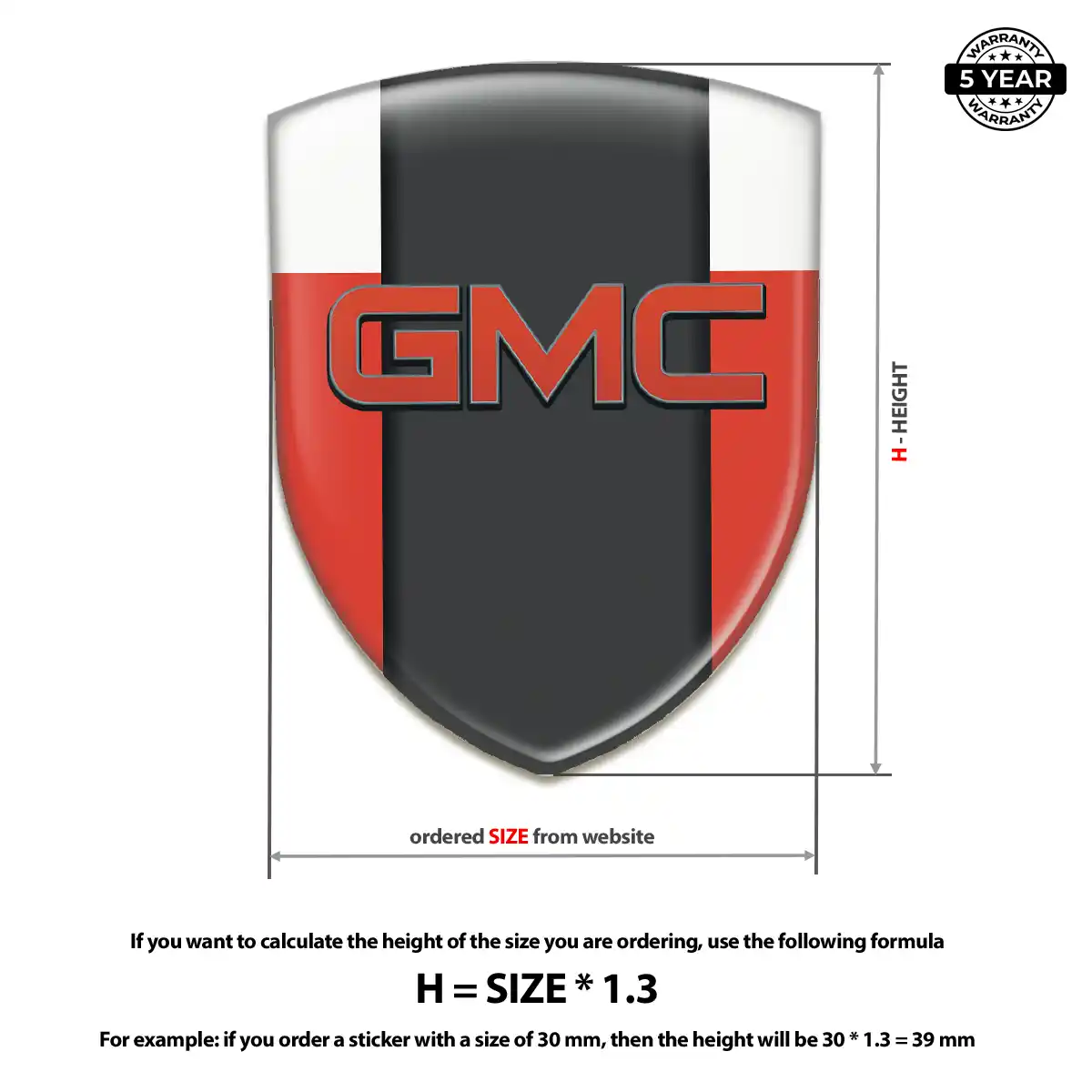 GMC Domed Car Sticker Interior Luxe