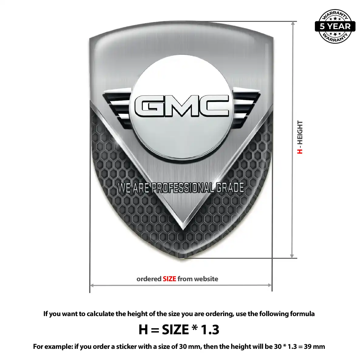 GMC Domed Car Sticker Refined Design