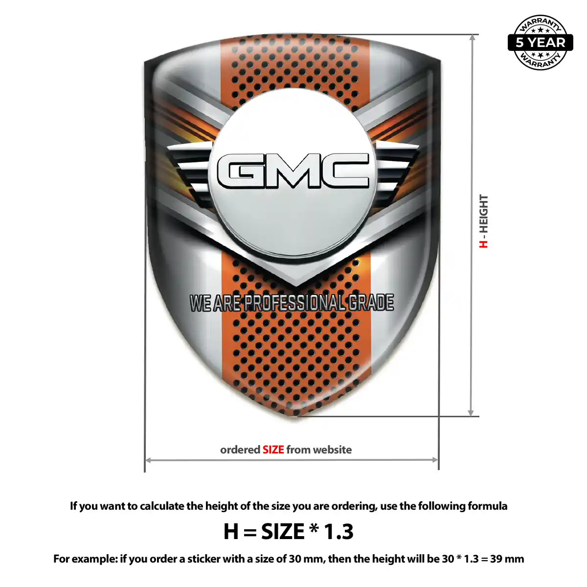 GMC Domed Car Sticker Resin Luxe