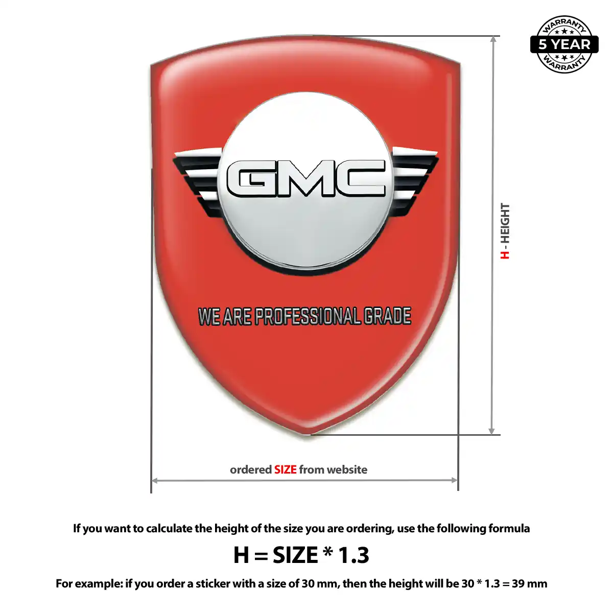 GMC Domed Decal Sleek Style