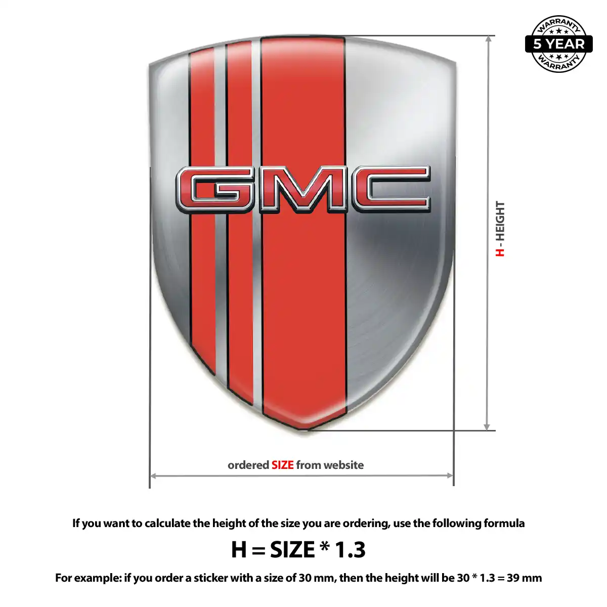 GMC Domed Logo Decal Prime Quality