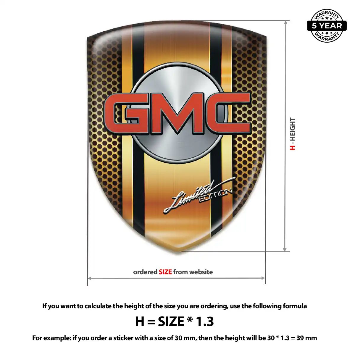 GMC Emblem Domed Badge Elite Finish
