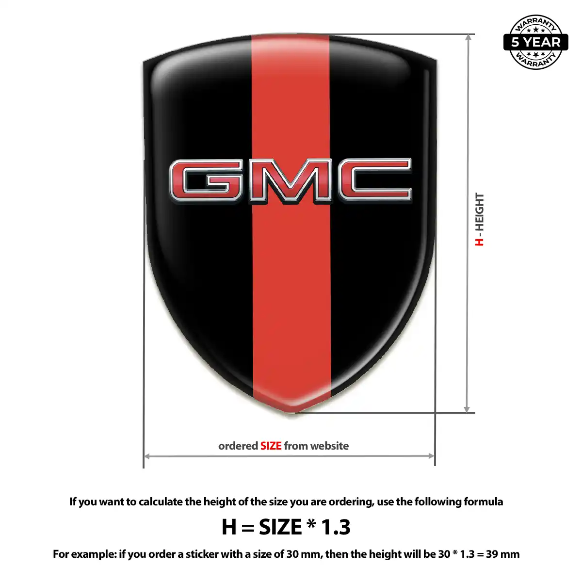 GMC Epoxy Domed Sticker Sleek Style