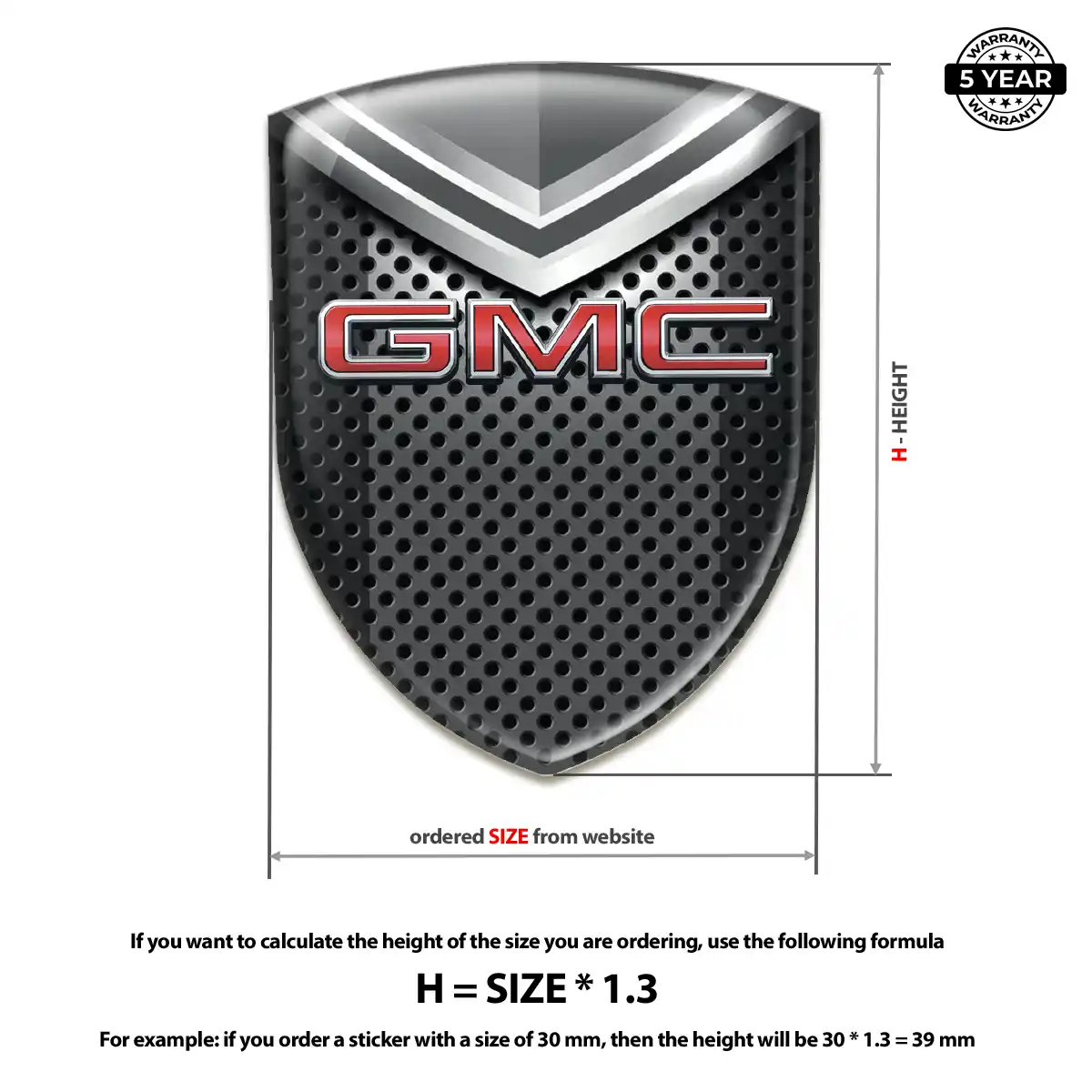 GMC Gel Emblem Sticker Resin Elite