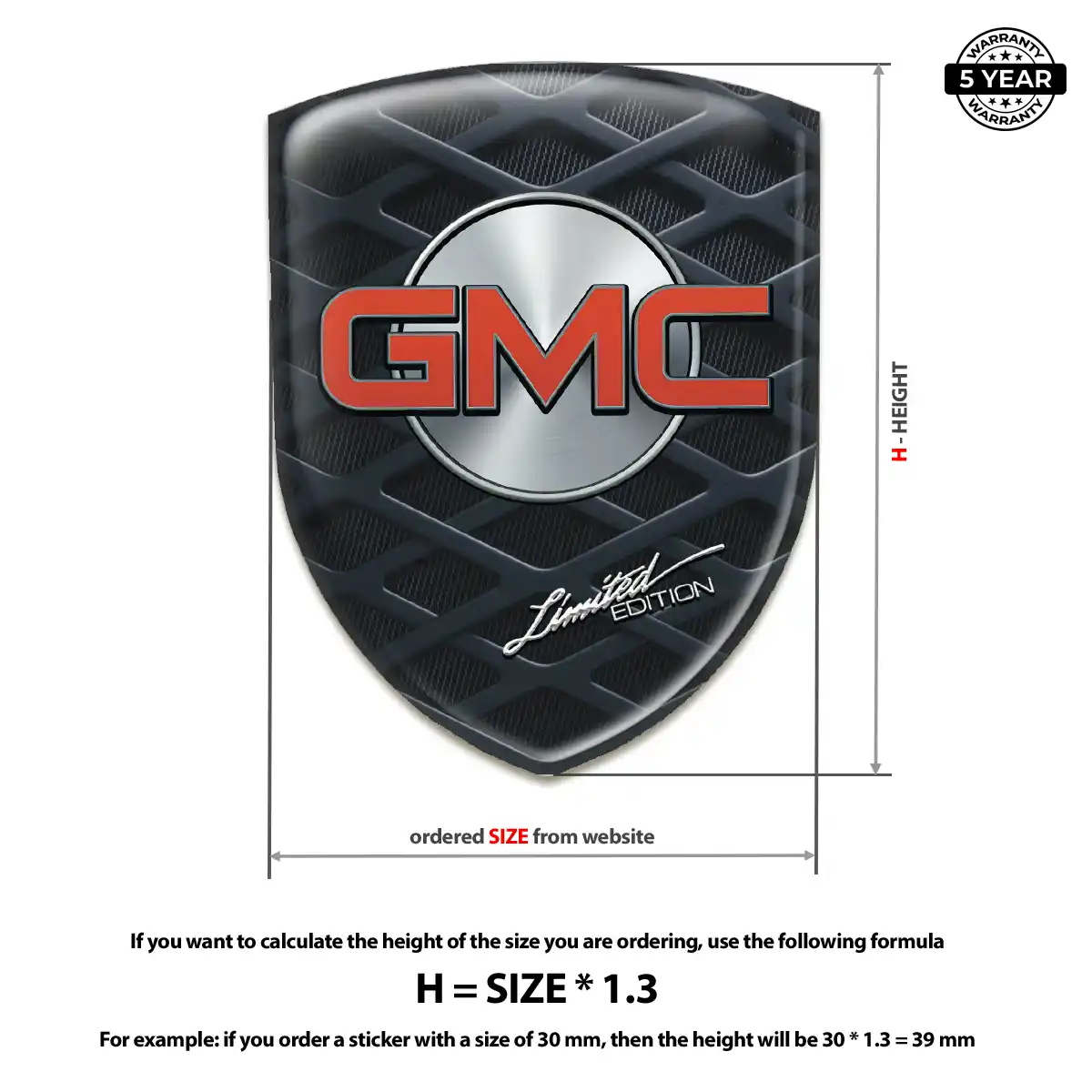GMC Polyurethane Domed Sticker Elite Edition