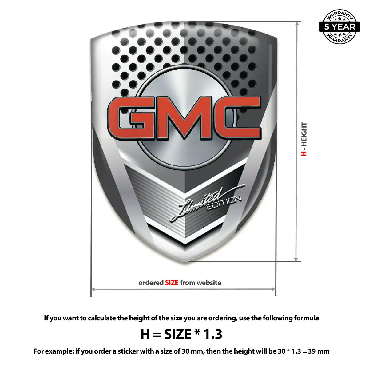 GMC Polyurethane Domed Sticker Interior Luxe