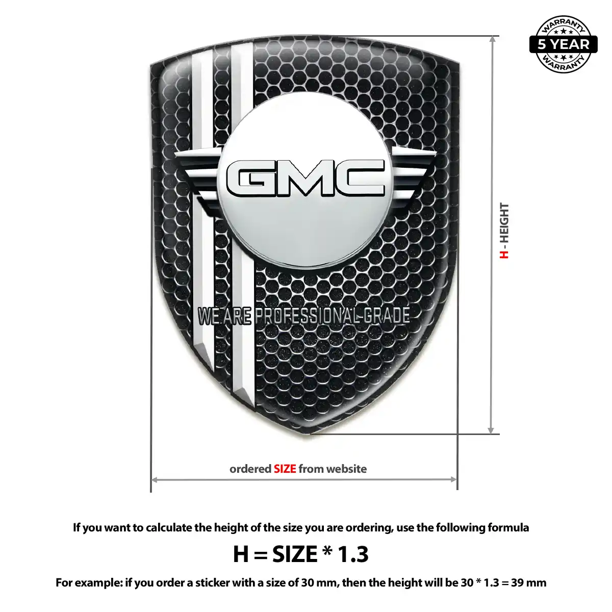 GMC Polyurethane Domed Sticker Opulent Line