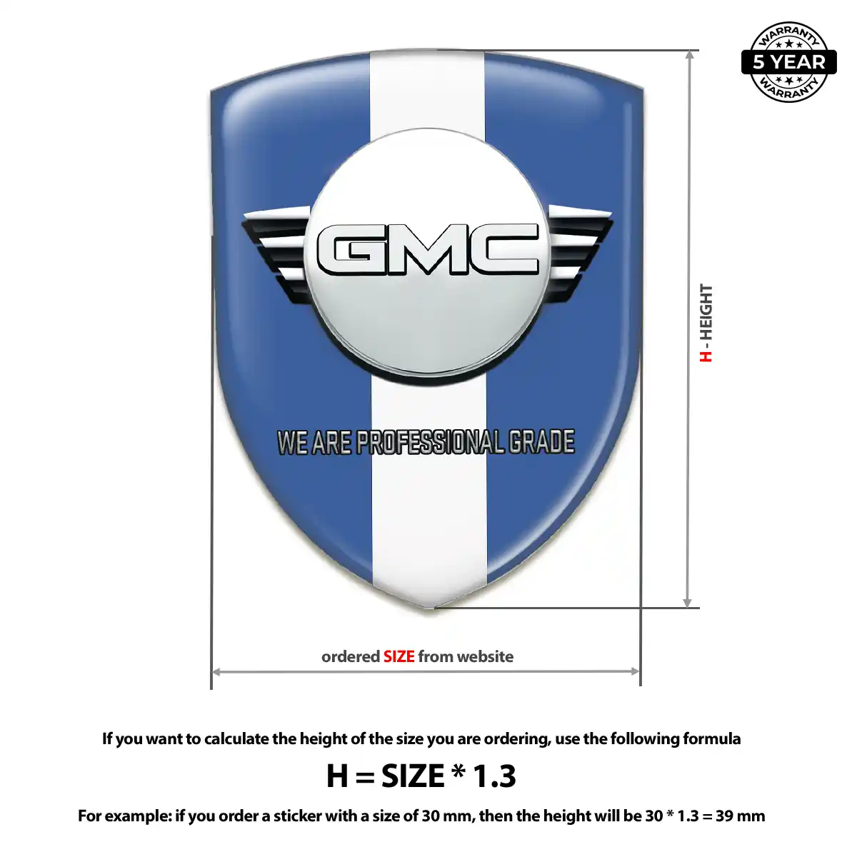 GMC Polyurethane Domed Sticker Prestige Line