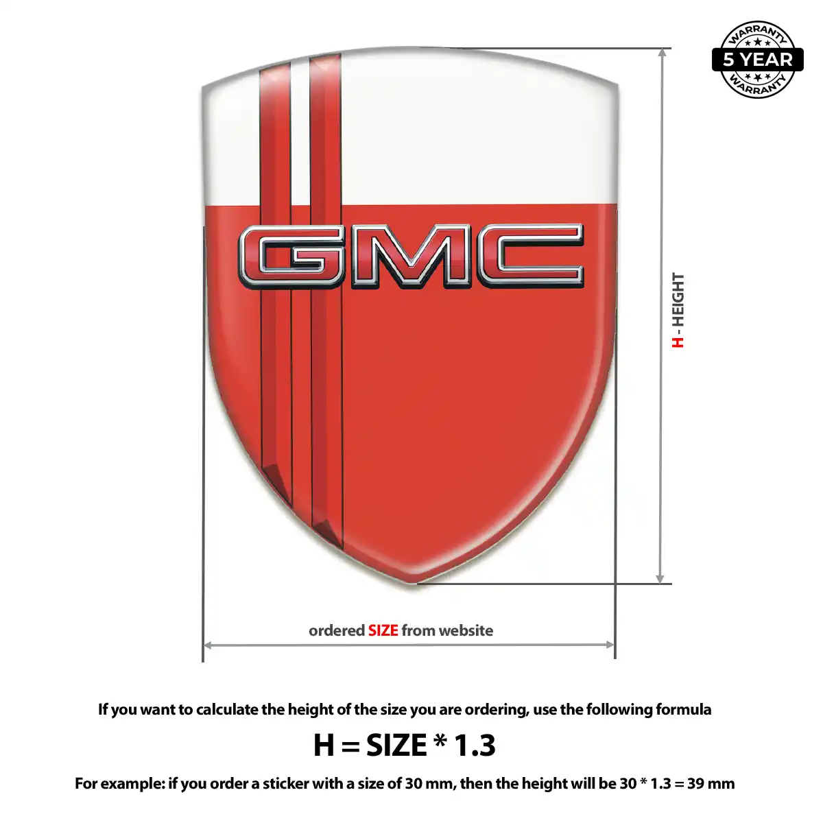 GMC Polyurethane Domed Sticker Refined Design