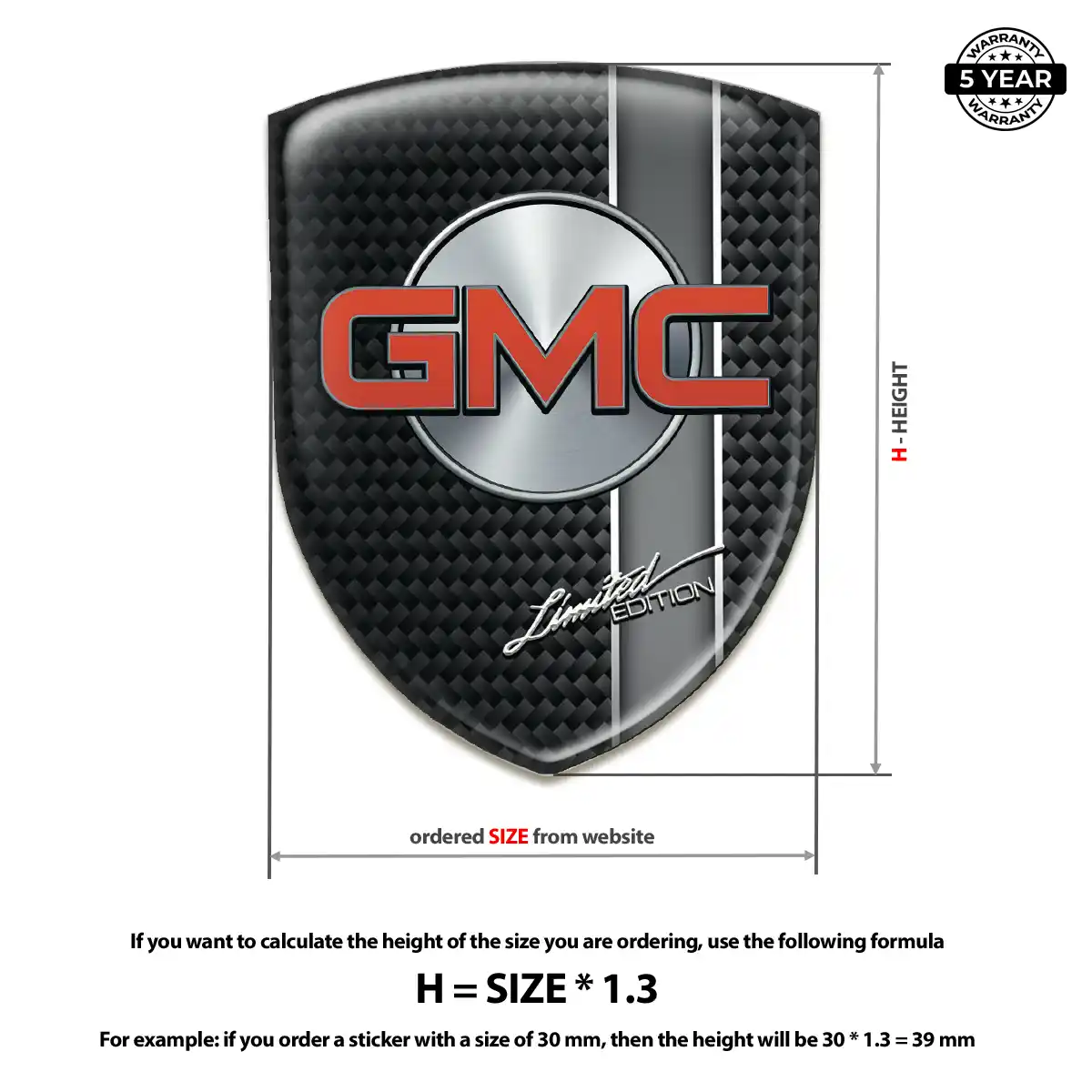 GMC Polyurethane Domed Sticker Signature Grade