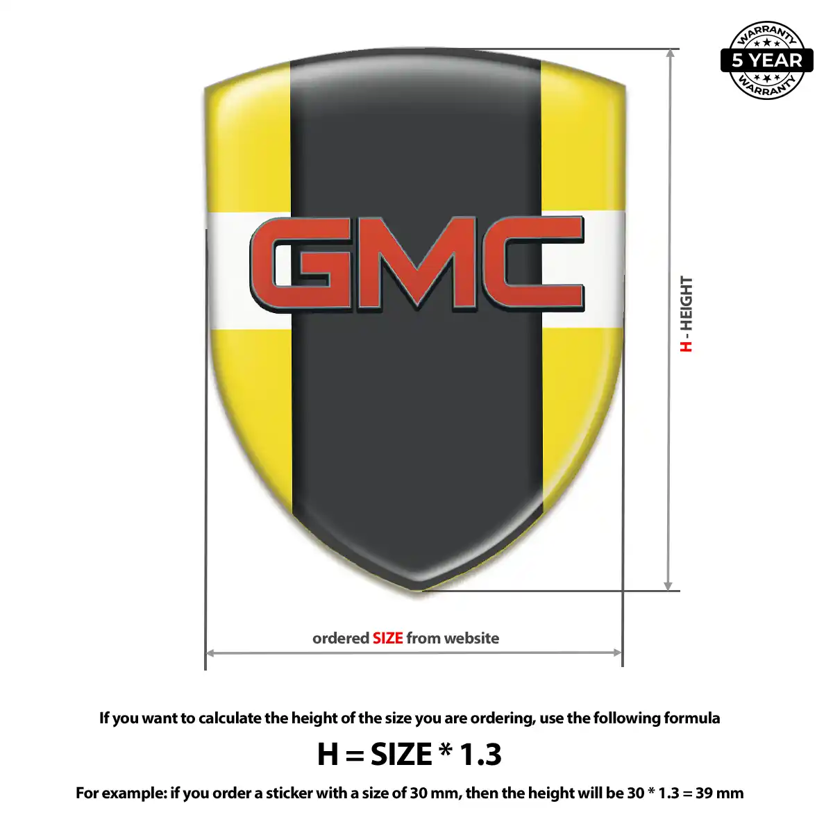 GMC Resin Domed Sticker Interior Luxe
