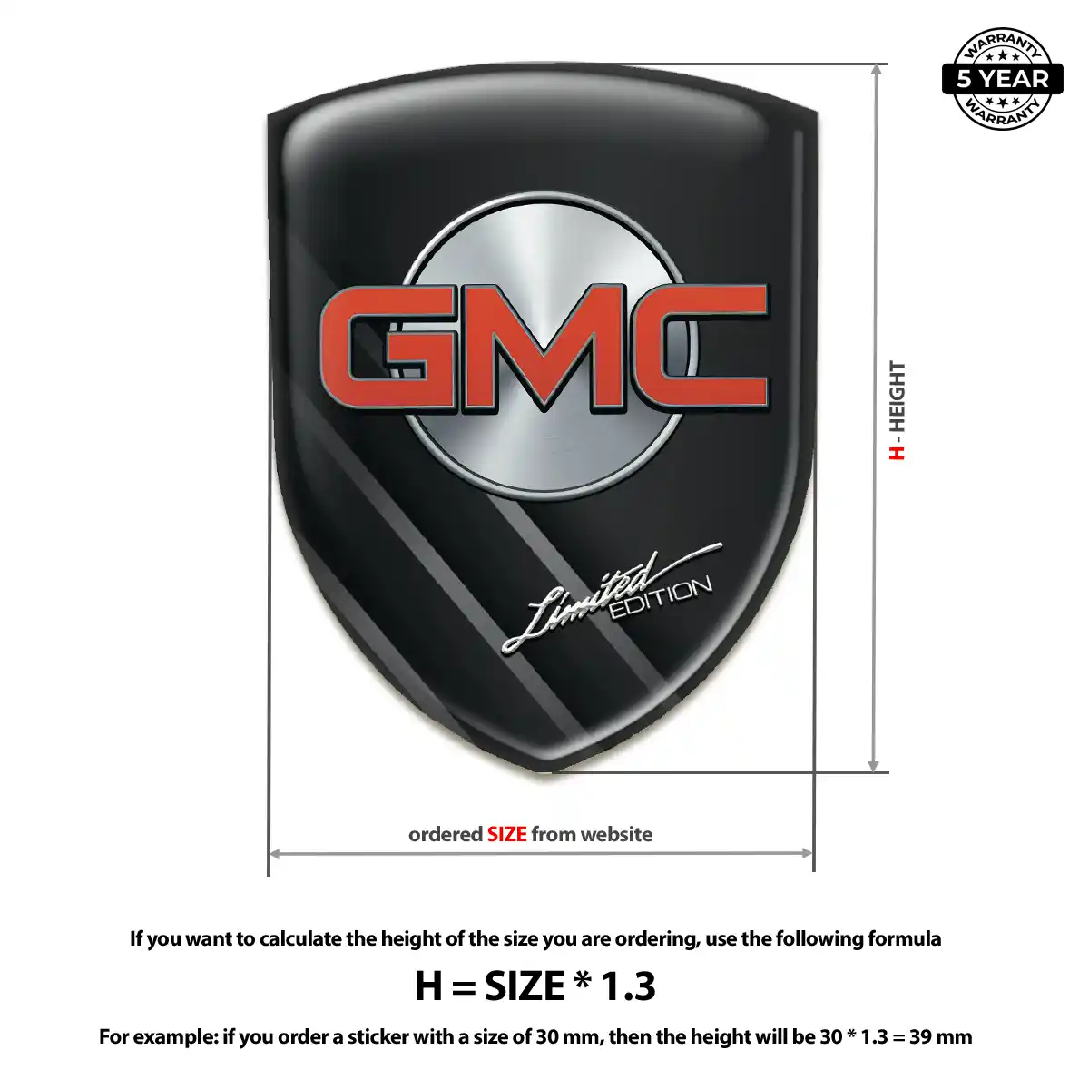 GMC Resin Emblem Sticker Premium Dome