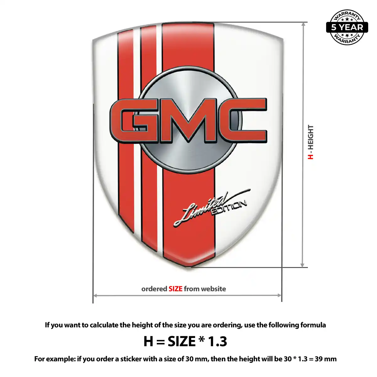 GMC Self Adhesive Emblem Sticker Premium Dome