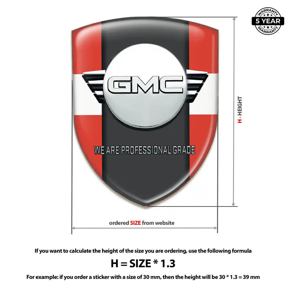 GMC Self Adhesive Emblem Sticker Prime Quality