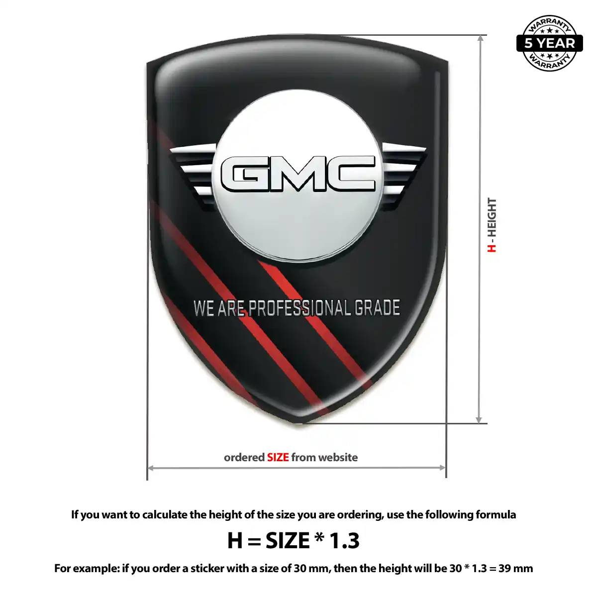GMC Self Adhesive Emblem Sticker Resin Elite