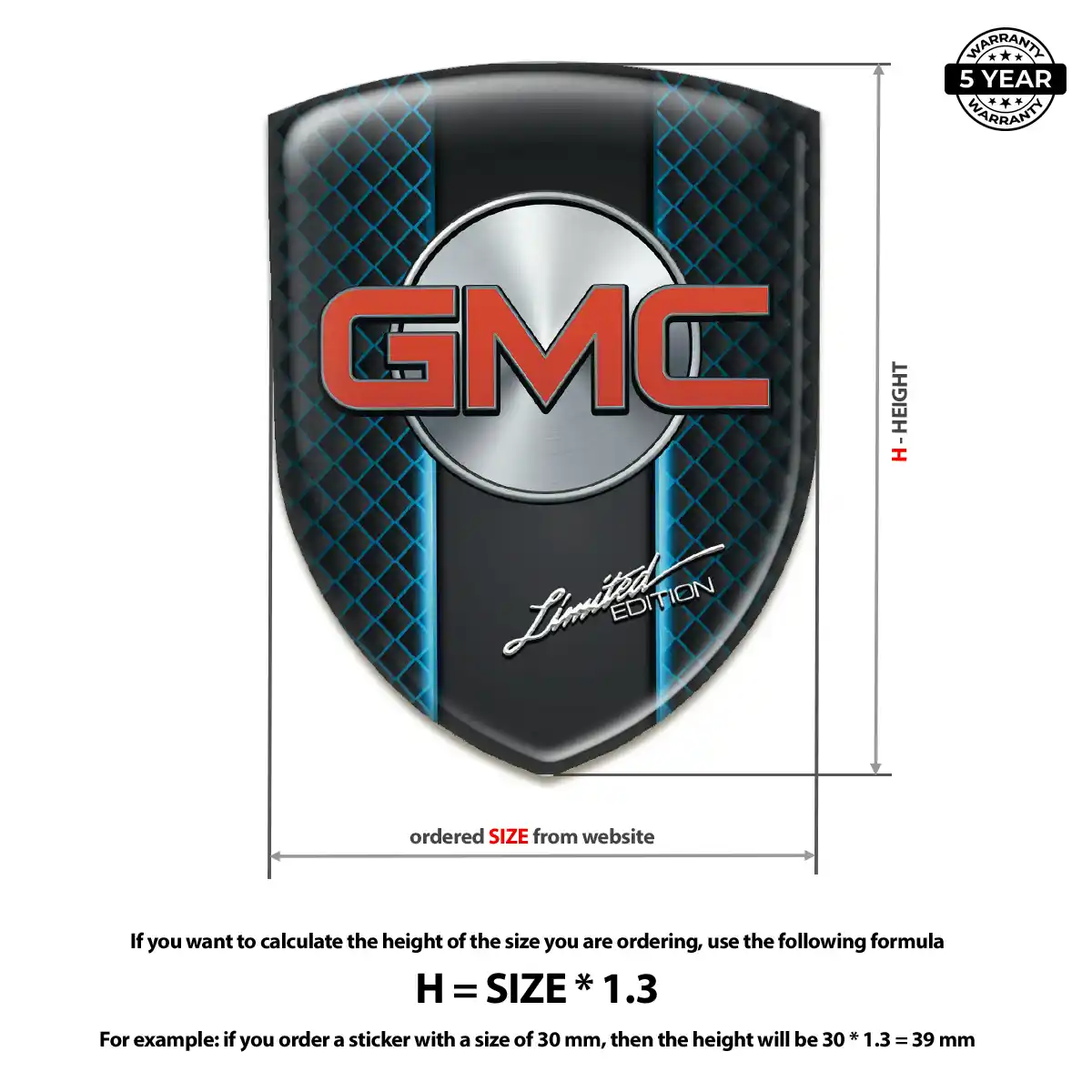 GMC Self Adhesive Emblem Sticker Resin Luxe