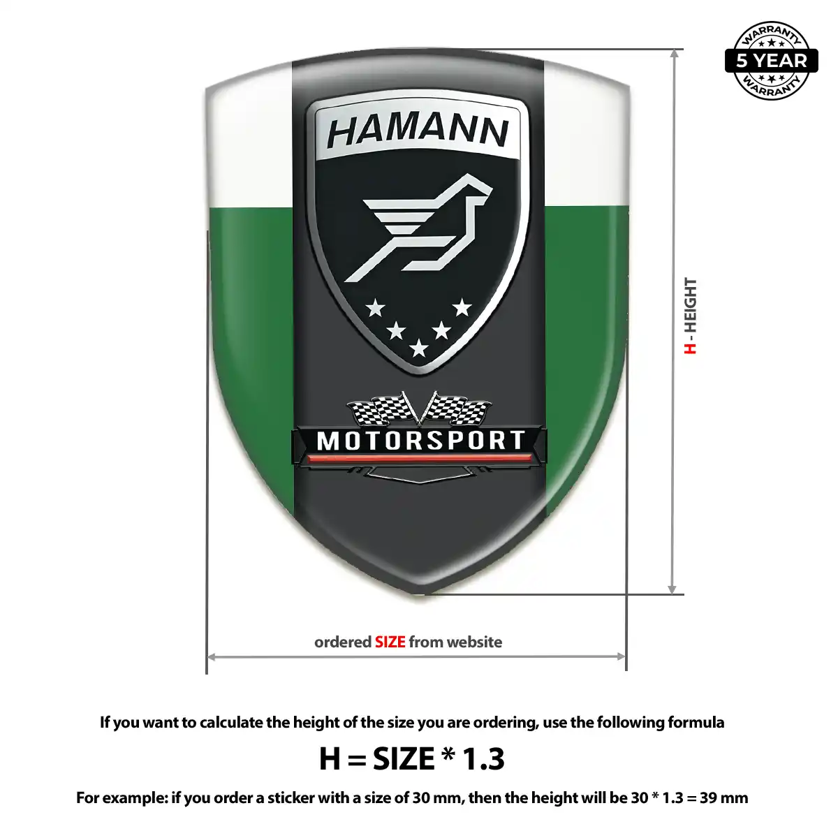 Hamman 3D Domed Sticker Exterior Luxe