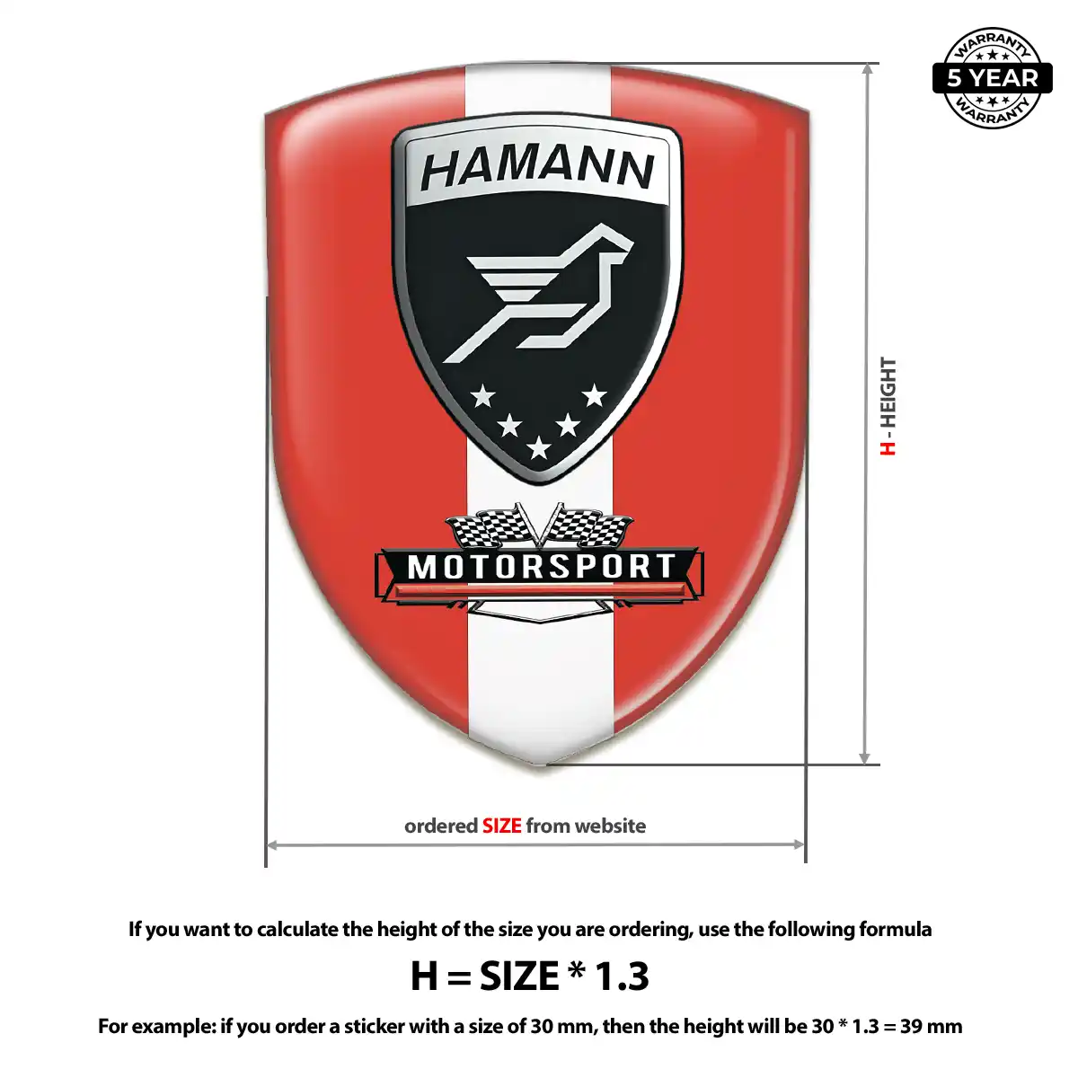 Hamman 3D Domed Sticker Interior Luxe