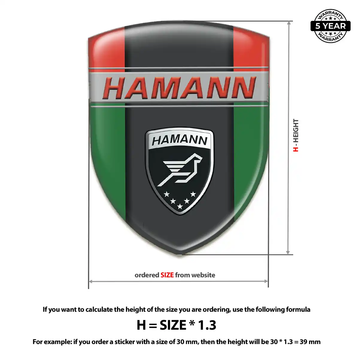 Hamman 3D Domed Sticker Outer Style