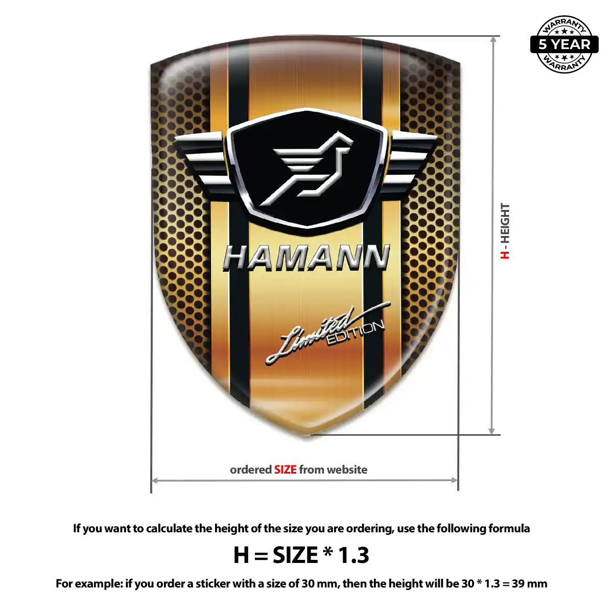 Hamman 3D Emblem Sticker Interior Luxe