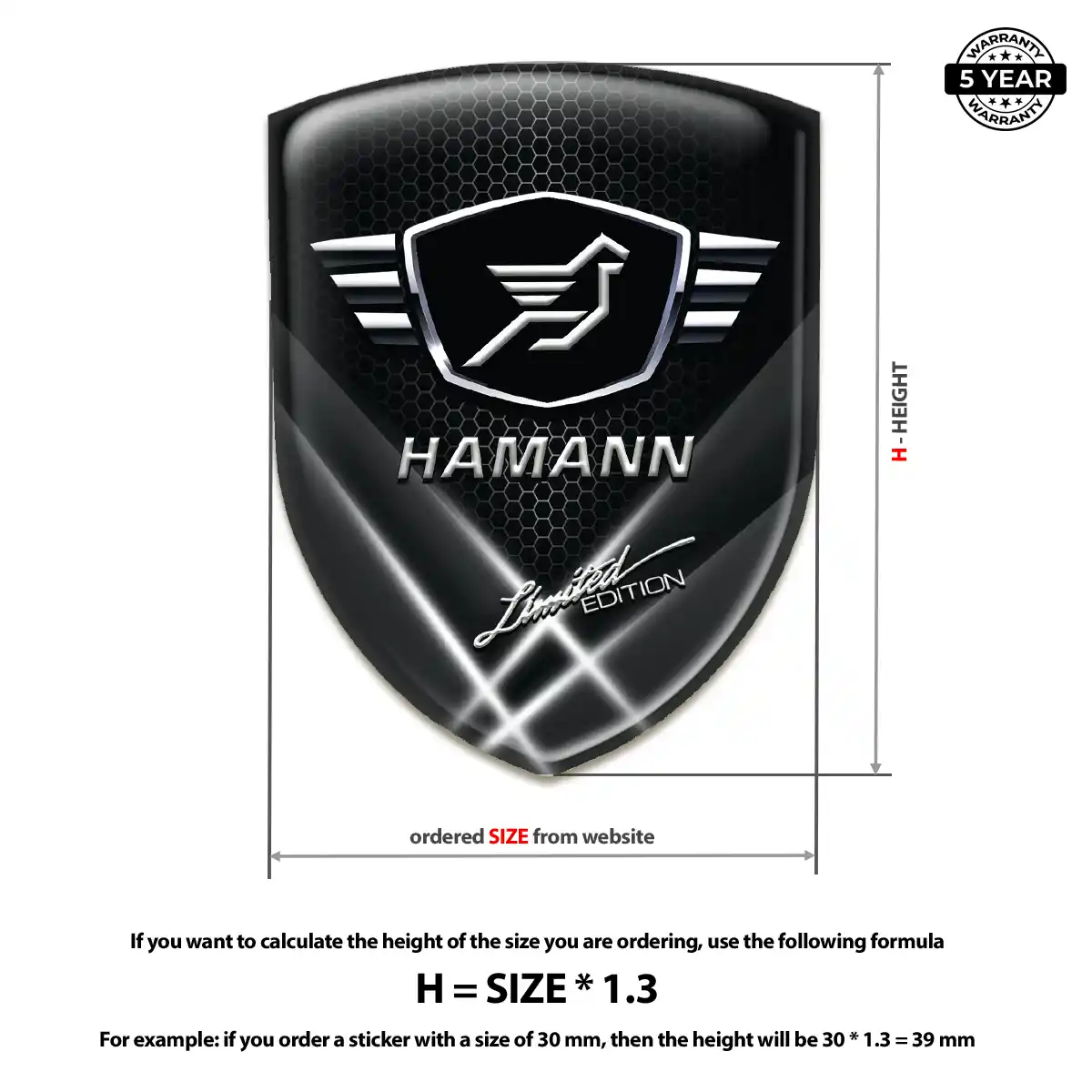 Hamman Automotive Emblem Sticker Resin Luxe