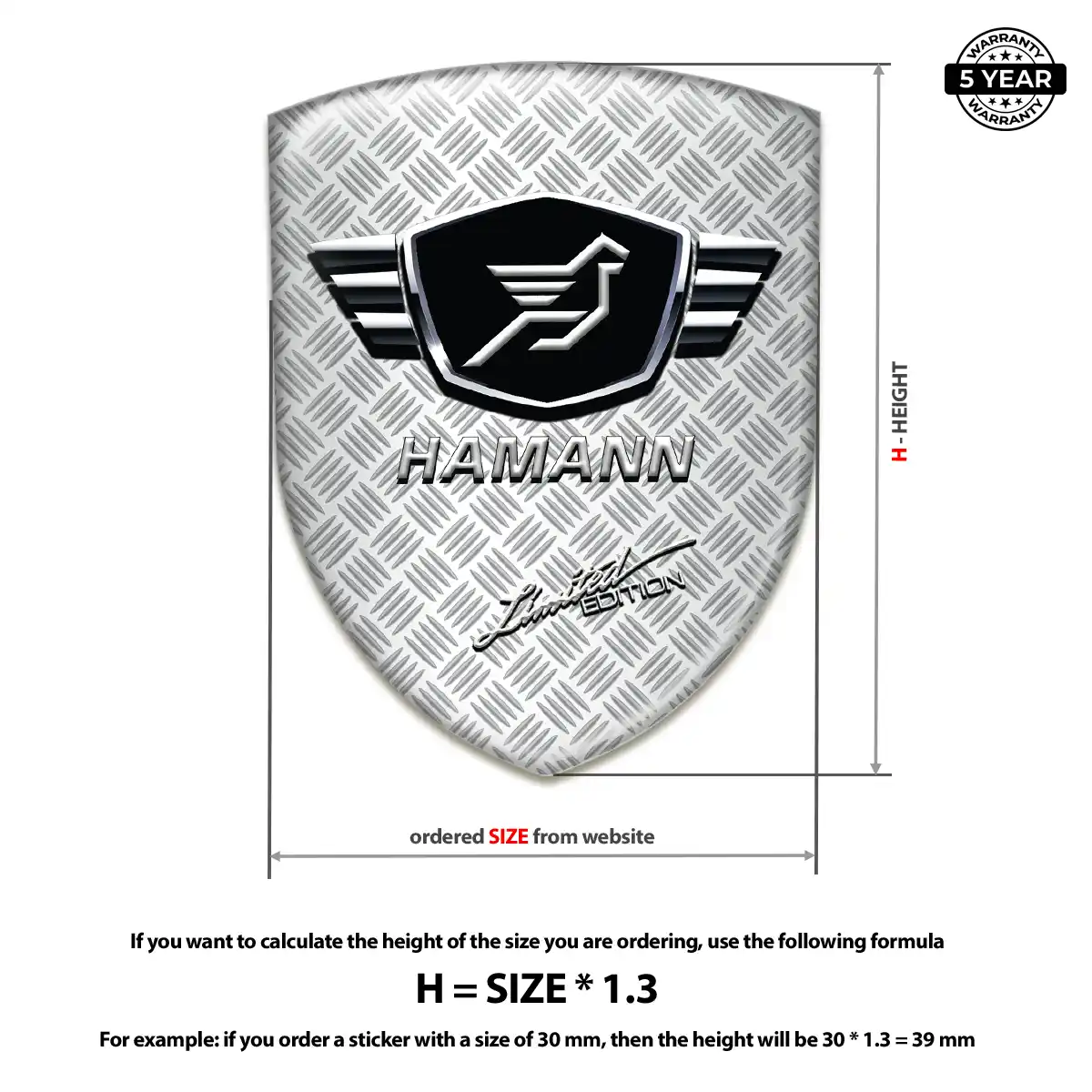 Hamman Car Badge Sticker Signature Grade