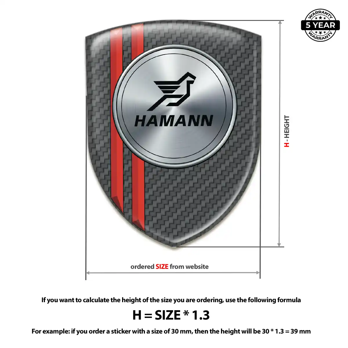 Hamman Domed Car Sticker Resin Luxe