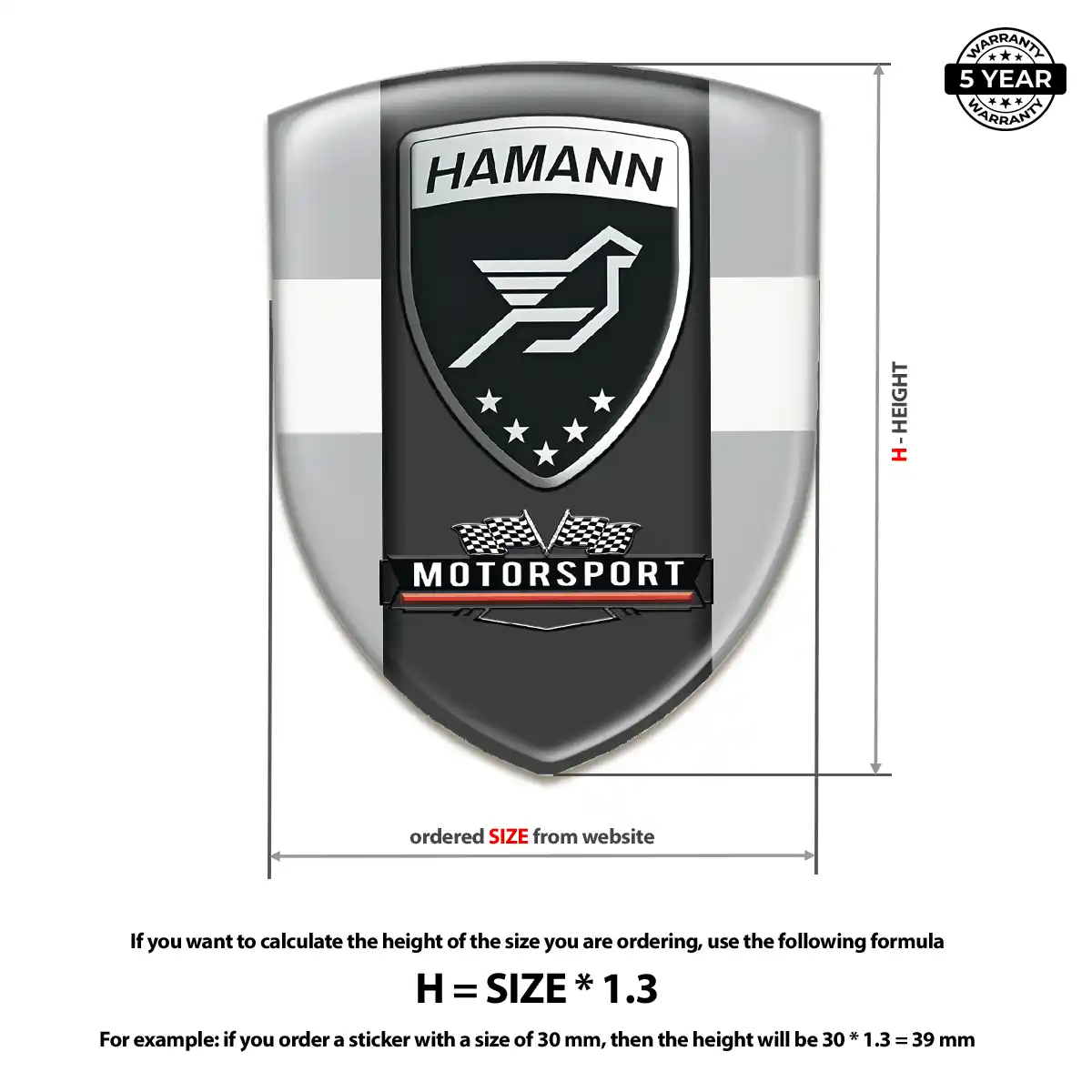 Hamman Emblem Domed Badge Performance Style