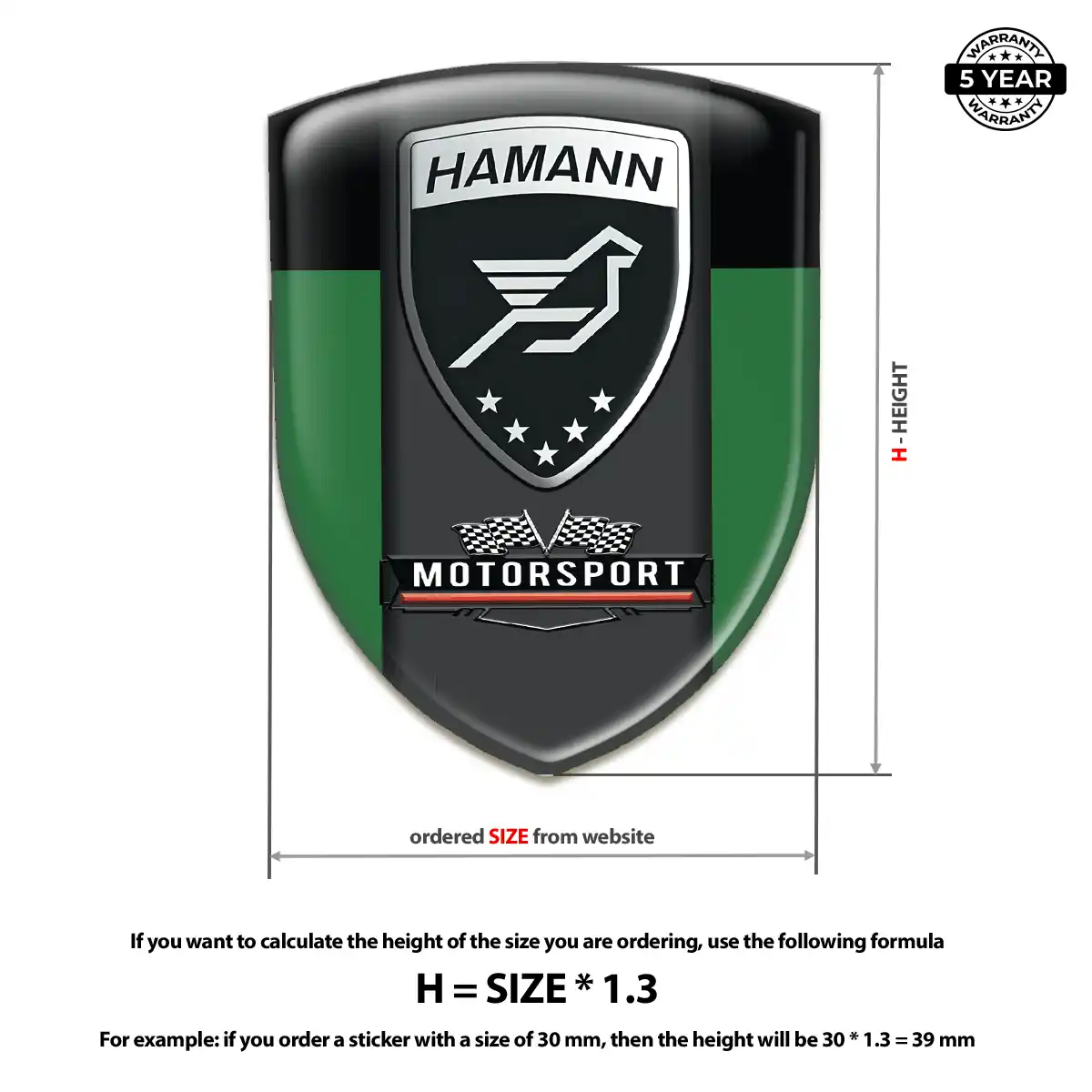 Hamman Polyurethane Domed Sticker Elite Finish
